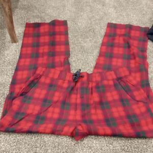 Pendleton 100% cotton red green & navy elastic waist  pants size L NWT